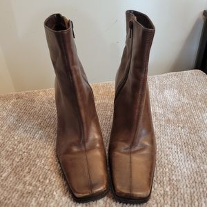 Vintage Baker Square toe leather high heel boots.